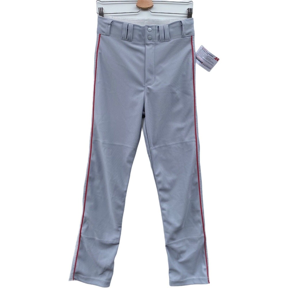 A4 Mens Baseball Pants S Gray Moisture Wicking Pro Style Open Bottom Baggy Cut